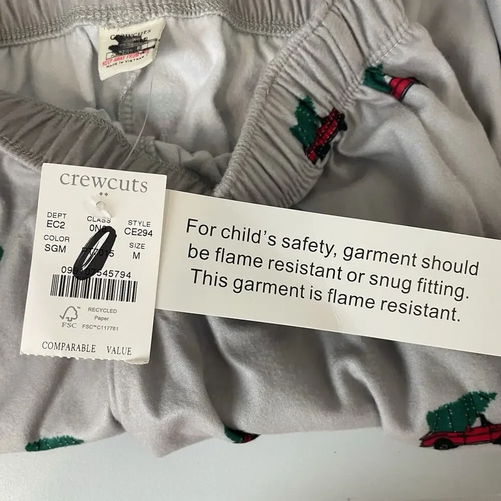 J. Crew Factory Boys' Printed Flannel Pajama Pant Christmas Tree Holiday Med 8-9